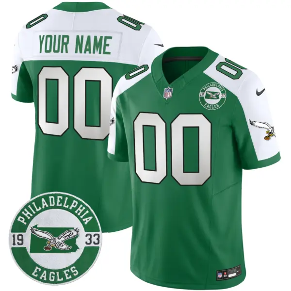 Men’s Philadelphia Eagles 2024 Throwback Vapor Limited Custom Jersey Est 1933 Patch Kelly Alternate