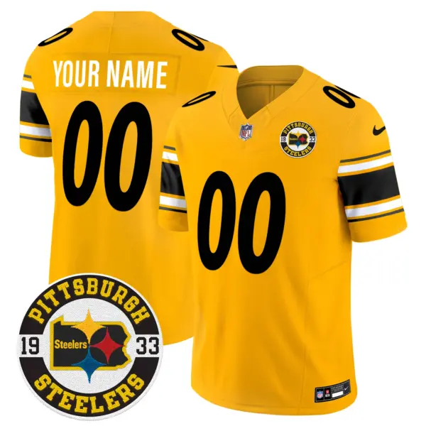 Men’s Pittsburgh Steelers 2024 Vapor Limited Custom Jersey Est 1933 Patch Gold