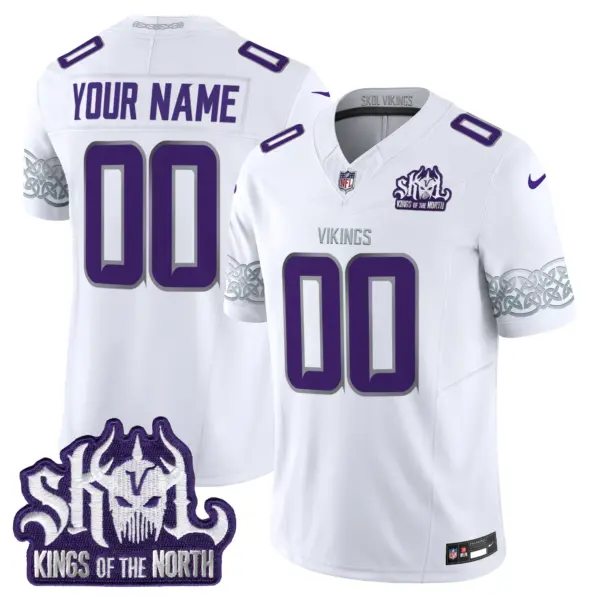 Men’s Minnesota Vikings King Of The North Patch Throwback Vapor Limited Custom Jersey V2 Winter Warrior