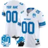 Men’s Detroit Lions 2024 Michigan 90Th Year Patch Vapor Custom Jersey White