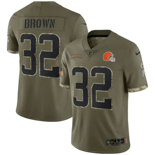 Men’s Jim Brown Cleveland Browns Salute To Service Jersey All Stitched