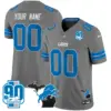 Men’s Detroit Lions 2024 Michigan 90Th Year Patch Vapor Custom Jersey Gray
