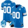 Men’s Detroit Lions 2024 Michigan 90Th Year Patch Vapor Custom Jersey Blue