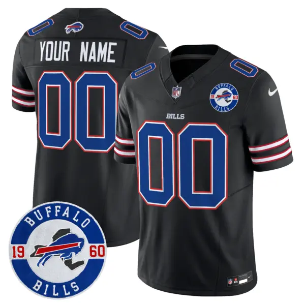 Men’s Buffalo Bills 2024 Vapor Limited Custom Jersey Est 1960 Patch Black