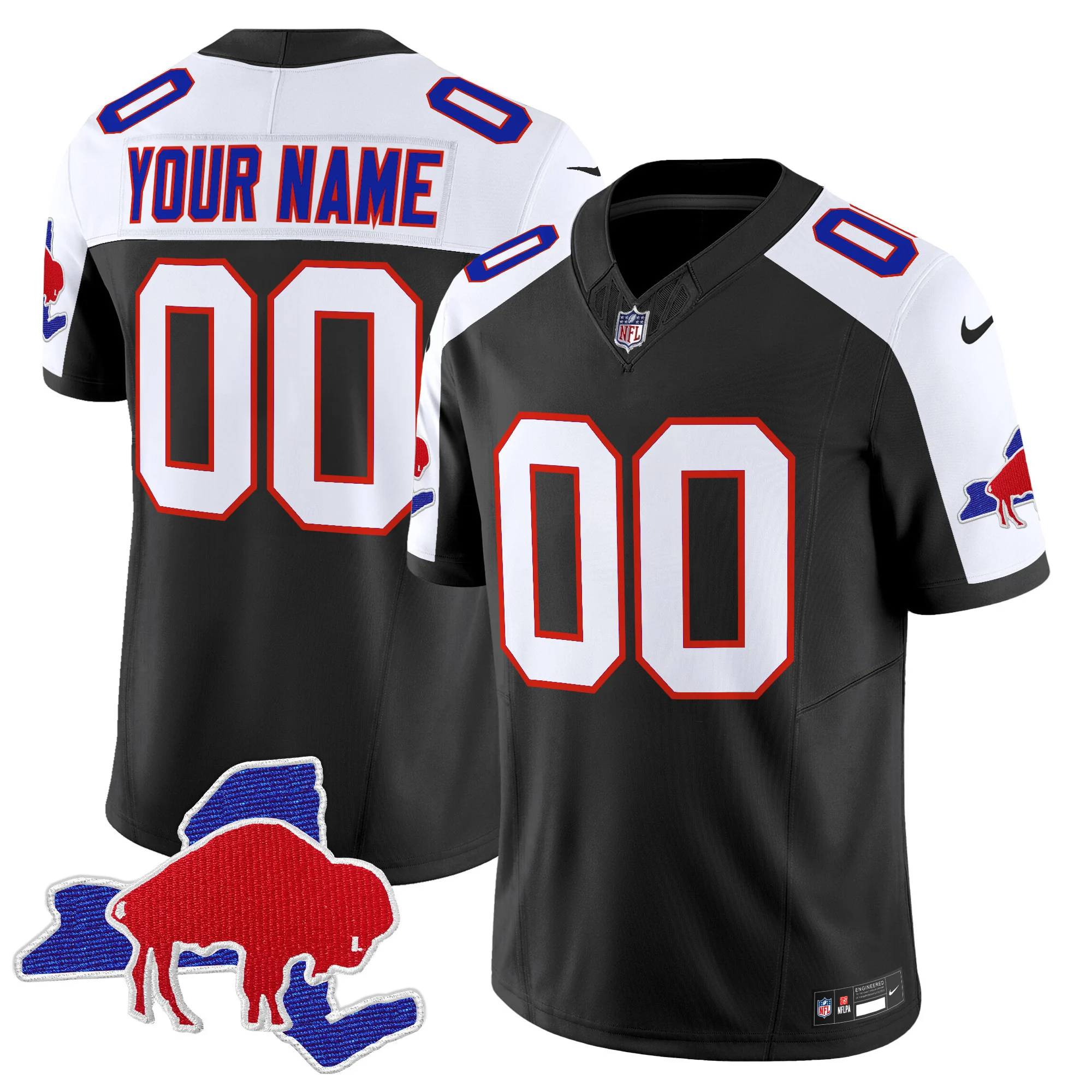Men’s Buffalo Bills Throwback 2024 Vapor Limited Custom Jersey Black Alternate