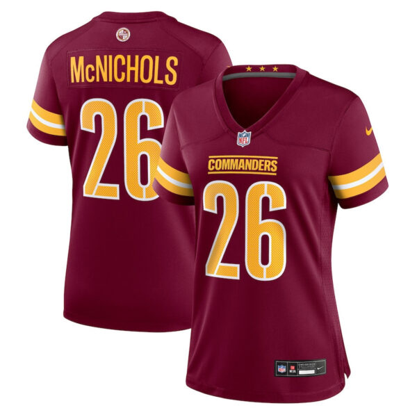 Jeremy McNichols 26 Washington Commanders Women’s Game Jersey – Burgundy
