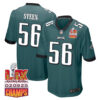 Tyler Steen 56 Philadelphia Eagles Super Bowl LIX Champions Patch Game Men Jersey – Midnight Green