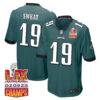 Josh Sweat 19 Philadelphia Eagles Super Bowl LIX Champions Patch Game Men Jersey – Midnight Green