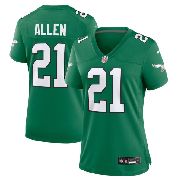 Eric Allen 21 Philadelphia Eagles Women’s Alternate Game Jersey – Kelly Green
