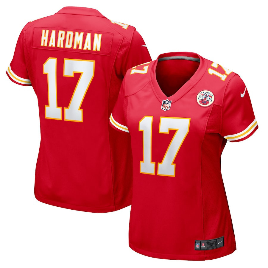 Mecole Hardman 17 Kansas City Chiefs Women’s Game Jersey – Red