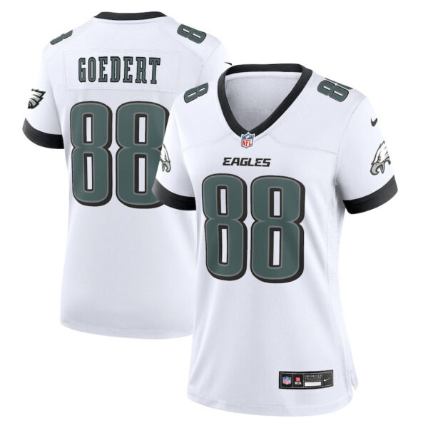 Dallas Goedert 88 Philadelphia Eagles White Game Women Jersey – White