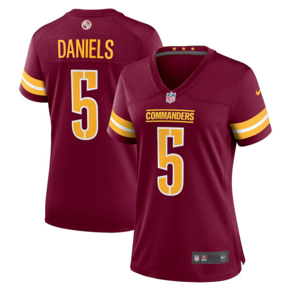 Jayden Daniels 5 Washington Commanders Women’s Player Game Jersey – Burgundy