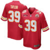 Keith Taylor 39 Kansas City Chiefs AFC Champions Patch Game Men Jersey – Red
