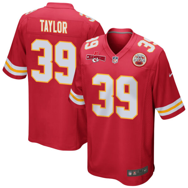 Keith Taylor 39 Kansas City Chiefs AFC Champions Patch Game Men Jersey – Red