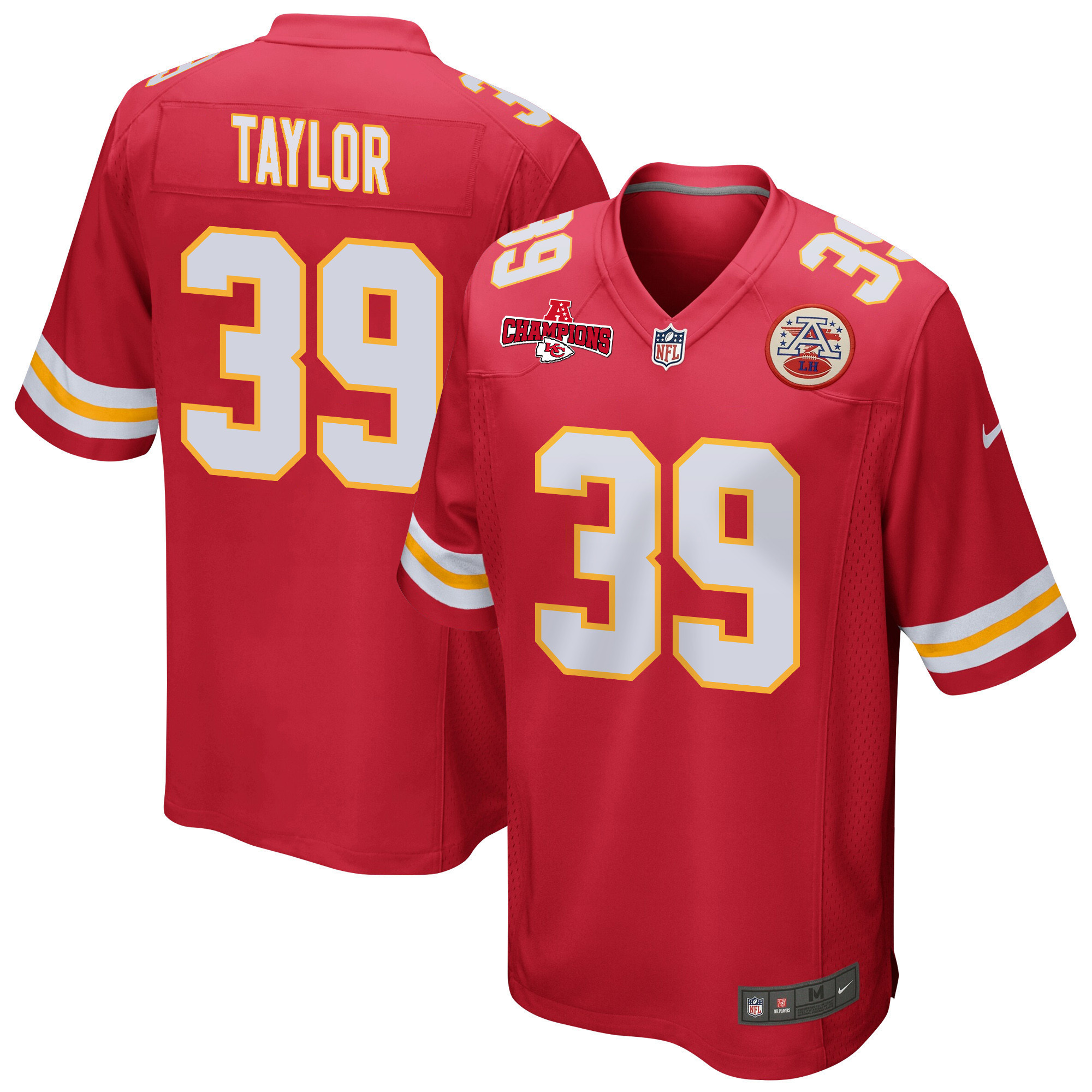 Keith Taylor 39 Kansas City Chiefs AFC Champions Patch Game Men Jersey – Red