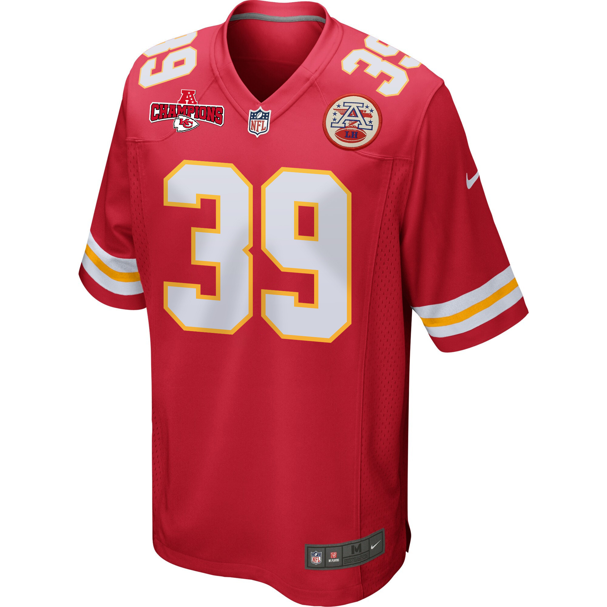 Keith Taylor 39 Kansas City Chiefs AFC Champions Patch Game Men Jersey – Red - Image 2