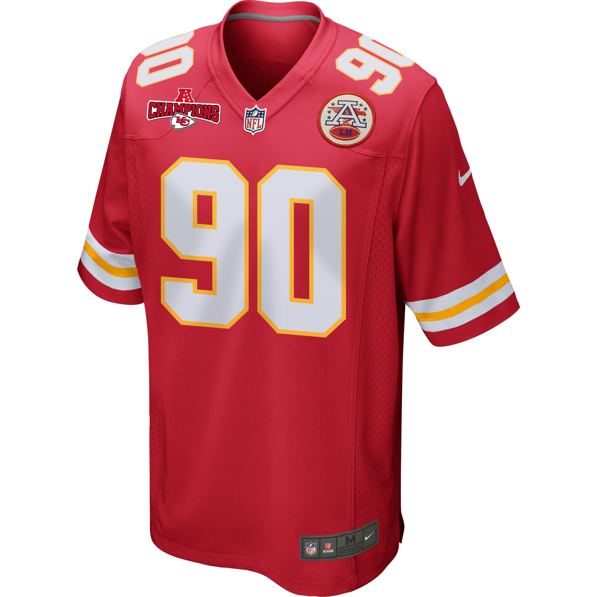 Charles Omenihu 90 Kansas City Chiefs AFC Champions Patch Game Men Jersey – Red - Image 2