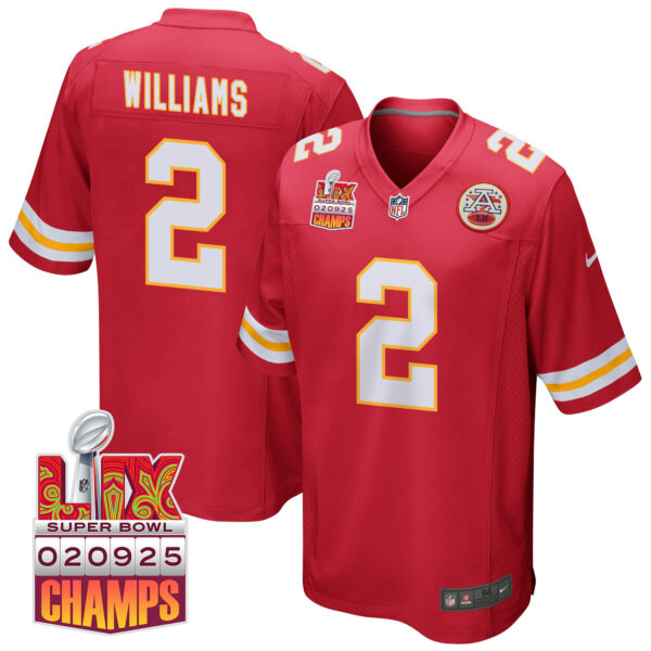 Joshua Williams 2 Kansas City Chiefs Super Bowl LIX Champions Patch Game Men Jersey – Red