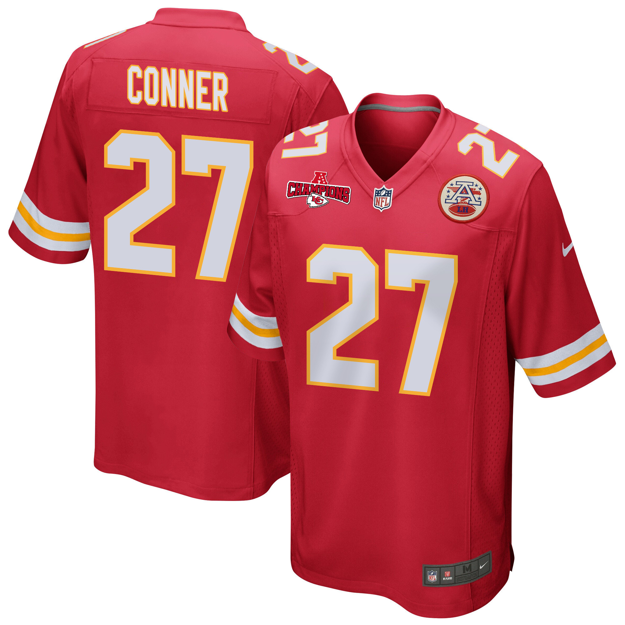 Chamarri Conner 27 Kansas City Chiefs AFC Champions Patch Game Men Jersey – Red