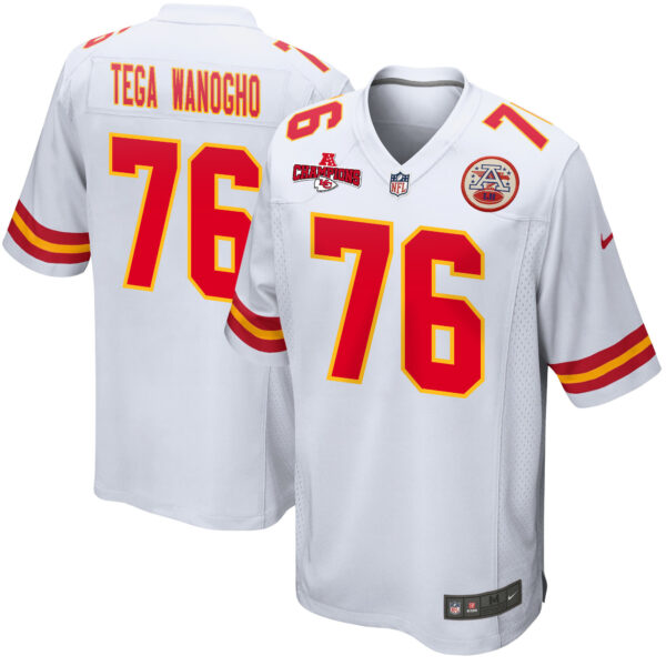 Prince Tega Wanogho 76 Kansas City Chiefs AFC Champions Patch Game Men Jersey – White