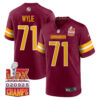Andrew Wylie 71 Washington Commanders Super Bowl LIX Champions Patch Game Men Jersey – Burgundy