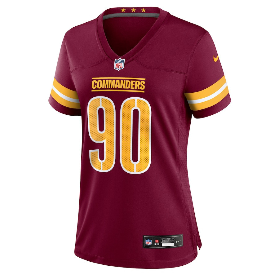Javontae Jean-Baptiste 90 Washington Commanders Women’s Game Jersey – Burgundy - Image 2