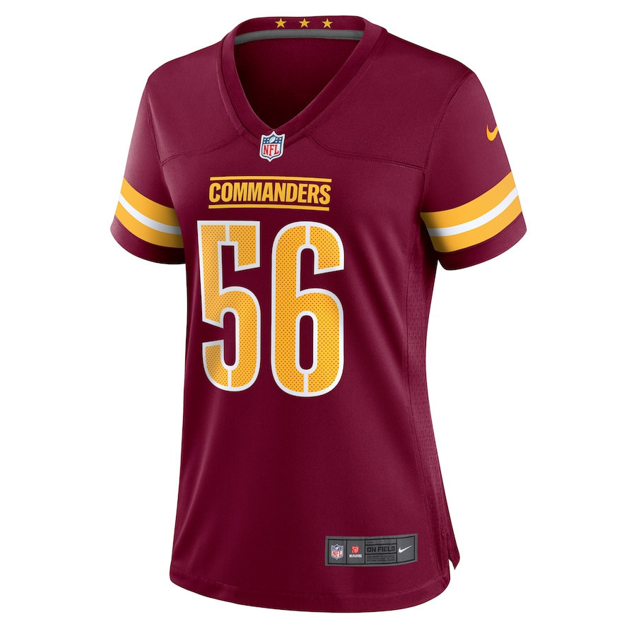 Jalen Harris 56 Washington Commanders Women’s Game Jersey – Burgundy - Image 2