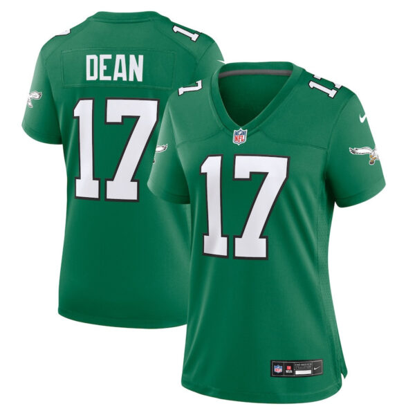 Nakobe Dean 17 Philadelphia Eagles Women’s Alternate Game Jersey – Kelly Green