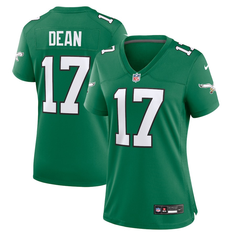 Nakobe Dean 17 Philadelphia Eagles Women’s Alternate Game Jersey – Kelly Green
