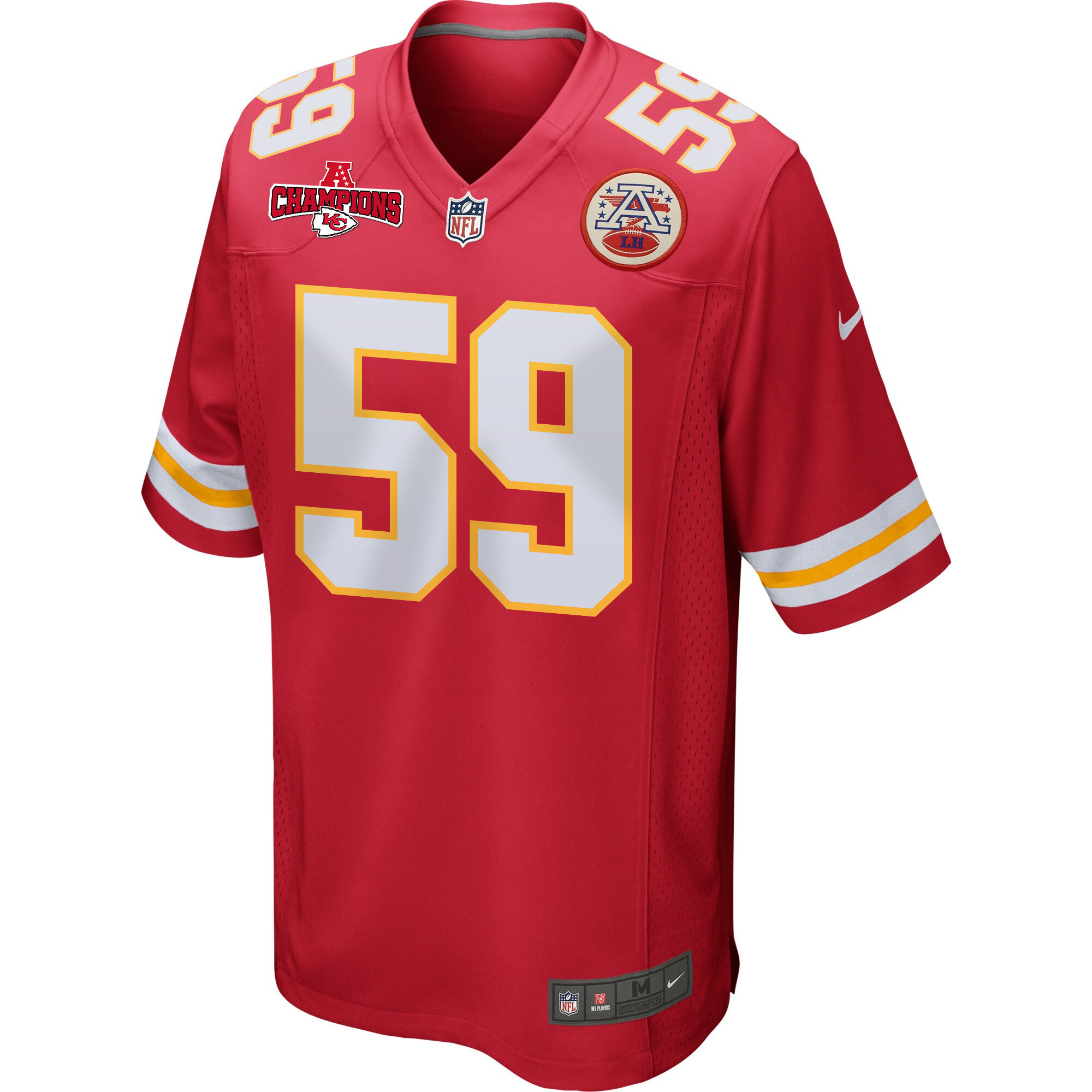 Darius Harris 59 Kansas City Chiefs AFC Champions Patch Game Men Jersey – Red - Image 2