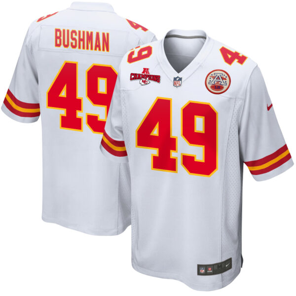 Matt Bushman 49 Kansas City Chiefs AFC Champions Patch Game Men Jersey – White
