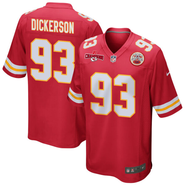 Matt Dickerson 93 Kansas City Chiefs AFC Champions Patch Game Men Jersey – Red
