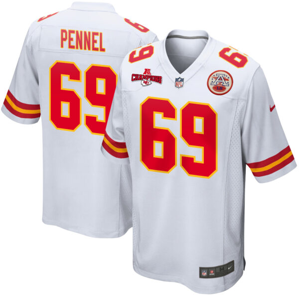 Mike Pennel 69 Kansas City Chiefs AFC Champions Patch Game Men Jersey – White