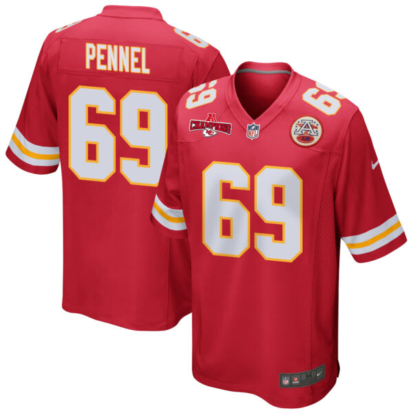 Mike Pennel 69 Kansas City Chiefs AFC Champions Patch Game Men Jersey – Red