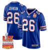 Ty Johnson 26 Buffalo Bills Super Bowl LIX Champions Patch Game Men Jersey – Royal