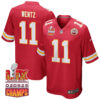 Carson Wentz 11 Kansas City Chiefs Super Bowl LIX Champions Patch Game Men Jersey – Red