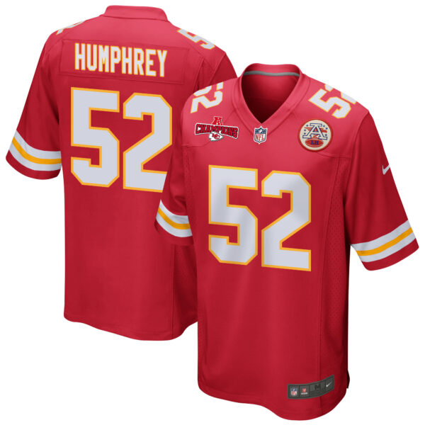 Creed Humphrey 52 Kansas City Chiefs AFC Champions Patch Game Men Jersey – Red