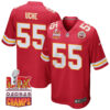 Joshua Uche 55 Kansas City Chiefs Super Bowl LIX Champions Patch Game Men Jersey – Red