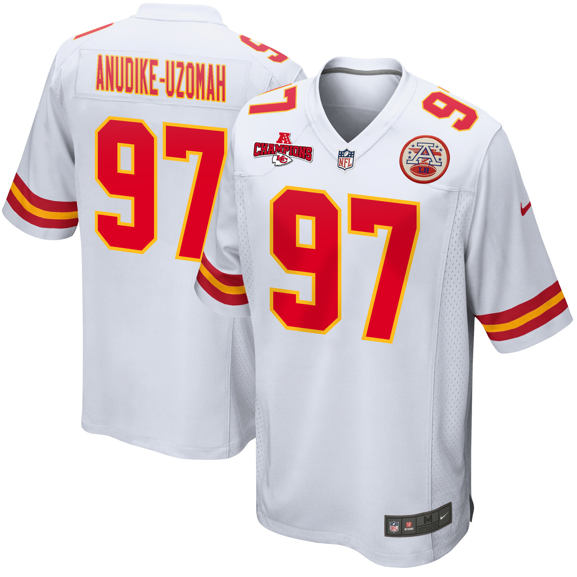 Felix Anudike-Uzomah 97 Kansas City Chiefs AFC Champions Patch Game Men Jersey – White