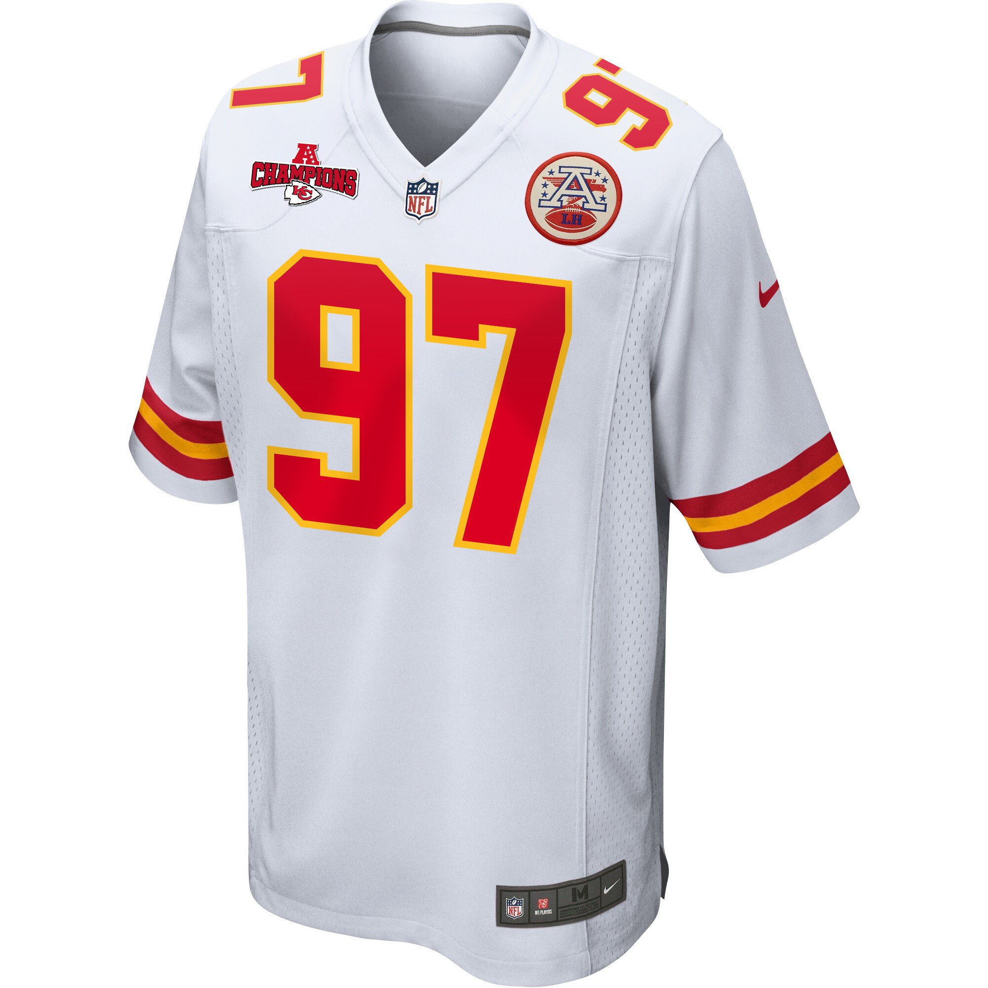 Felix Anudike-Uzomah 97 Kansas City Chiefs AFC Champions Patch Game Men Jersey – White - Image 2