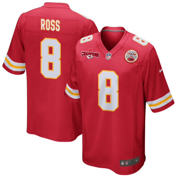 Justyn Ross 8 Kansas City Chiefs AFC Champions Patch Game Men Jersey – Red