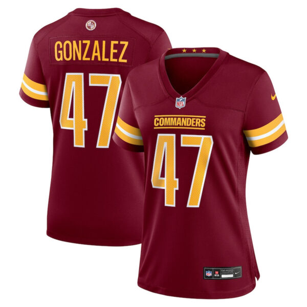 Zane Gonzalez 47 Washington Commanders Women’s Game Jersey – Burgundy
