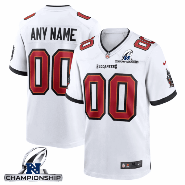 Tampa Bay Buccaneers NFC Championship Patch Game Men Custom Jersey – White