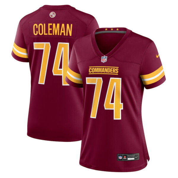 Brandon Coleman 74 Washington Commanders Women’s Game Jersey – Burgundy