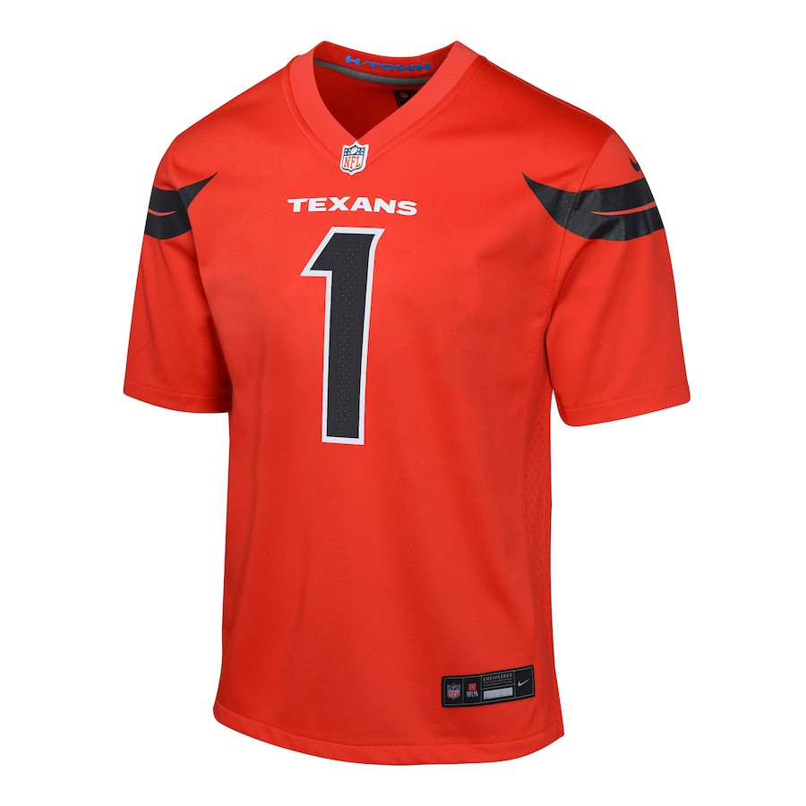 Stefon Diggs 1 Houston Texans Team Player Alternate Game YOUTH Jersey – Orange - Image 2