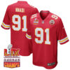 Derrick Nnadi 91 Kansas City Chiefs Super Bowl LIX Champions Patch Game Men Jersey – Red