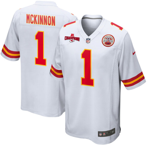 Jerick McKinnon 1 Kansas City Chiefs AFC Champions Patch Game Men Jersey – White