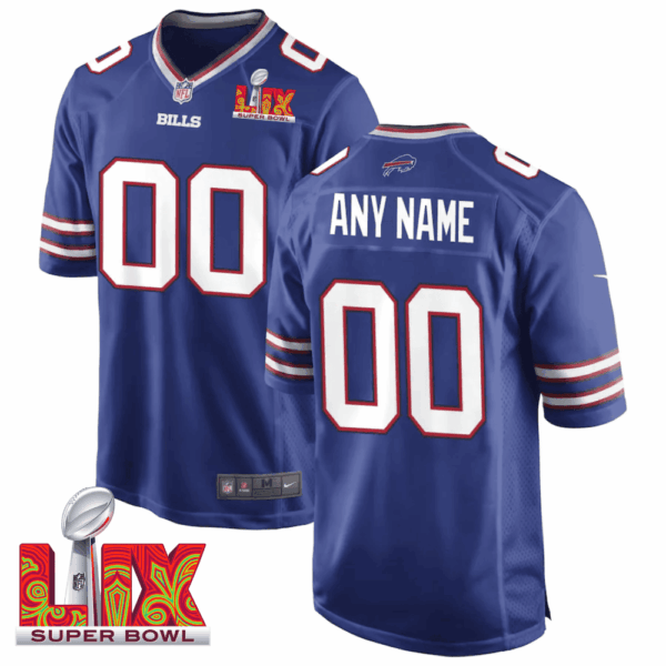 Buffalo Bills Super Bowl LIX Patch Game Men Custom Jersey – Royal