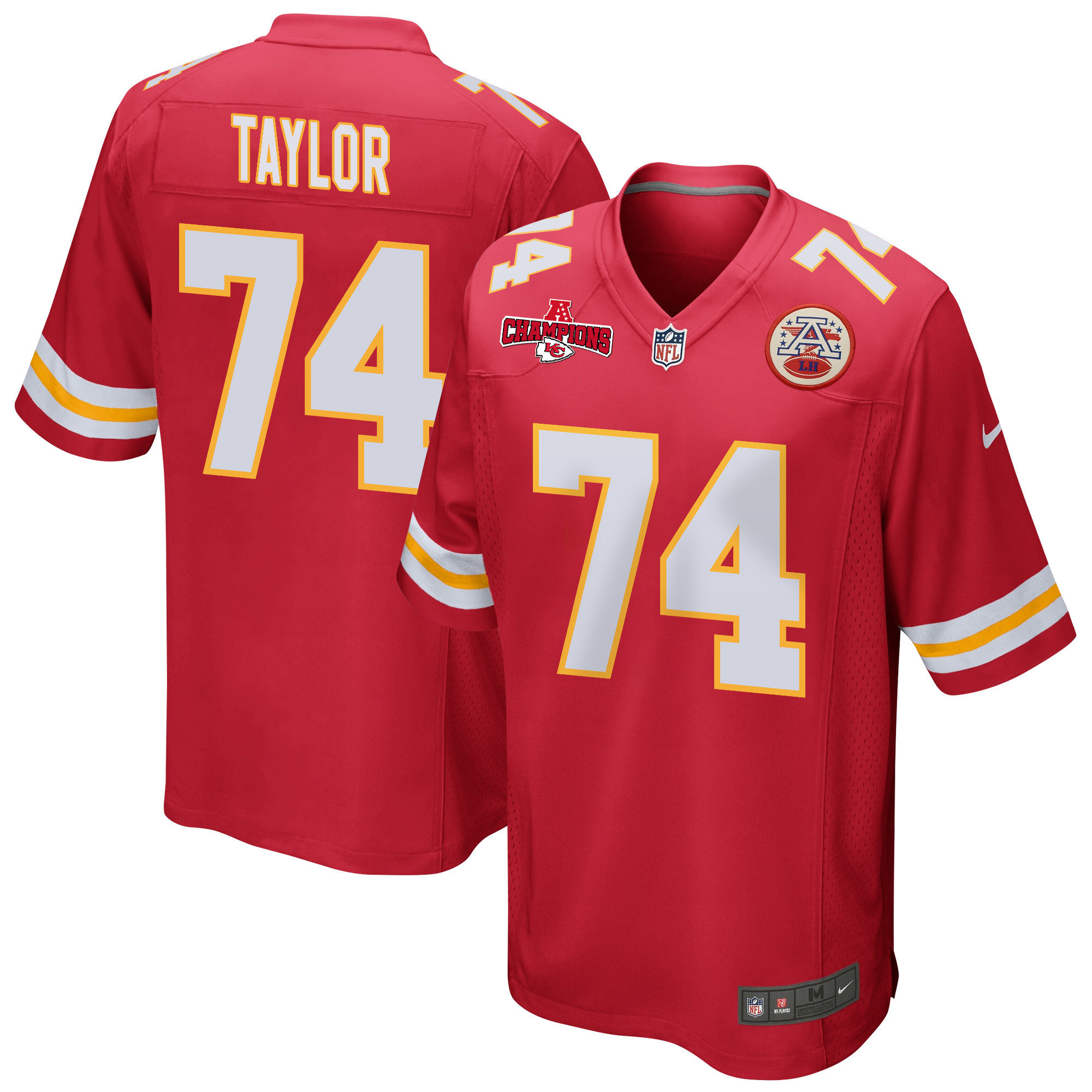 Jawaan Taylor 74 Kansas City Chiefs AFC Champions Patch Game Men Jersey – Red
