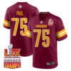 Chris Paul 75 Washington Commanders Super Bowl LIX Champions Patch Game Men Jersey – Burgundy